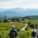 Rentner in Frankreich am wandern
