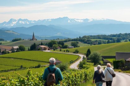 Rentner in Frankreich am wandern