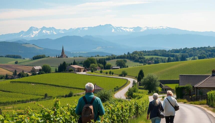 Rentner in Frankreich am wandern