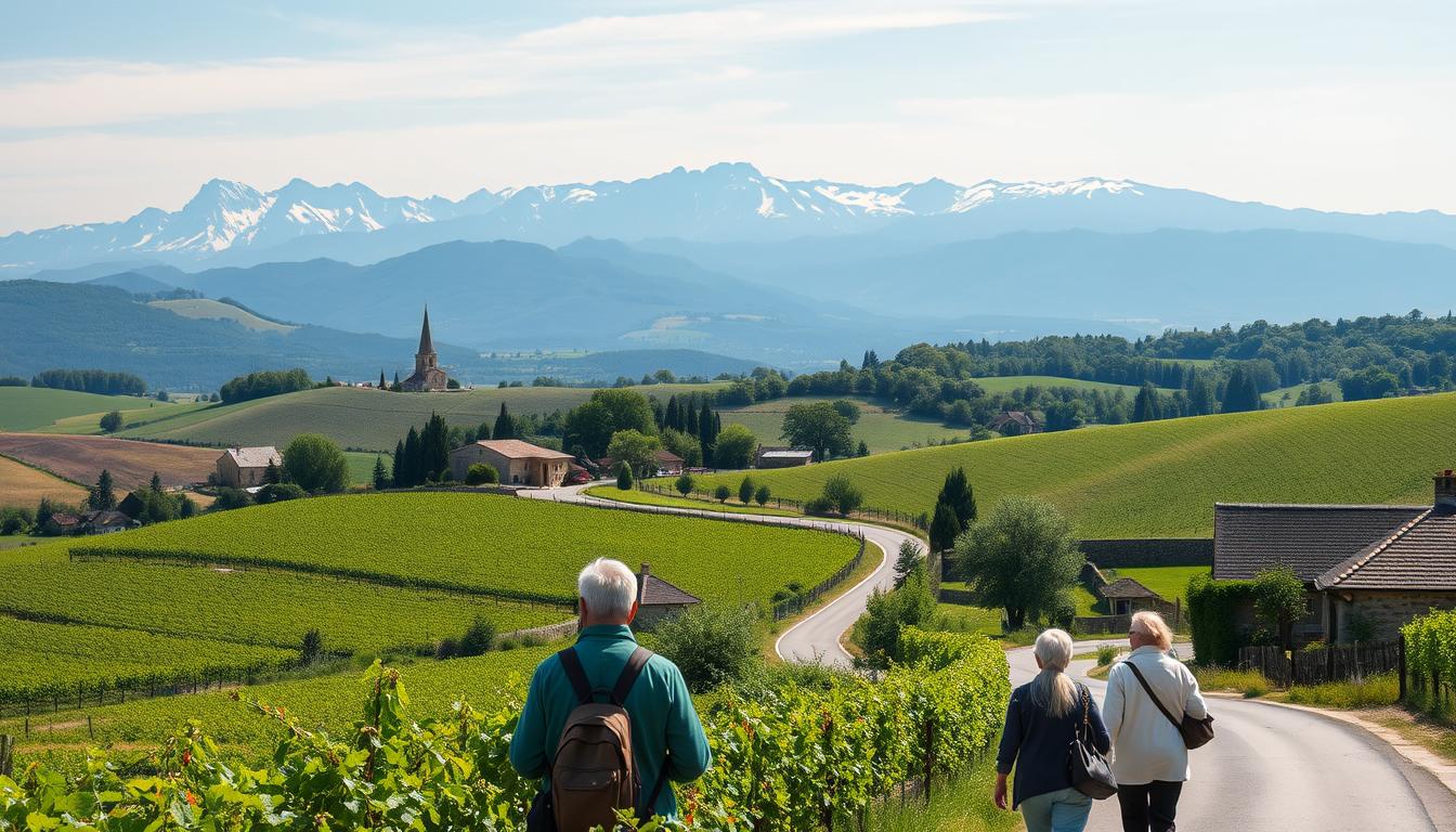 Rentner in Frankreich am wandern